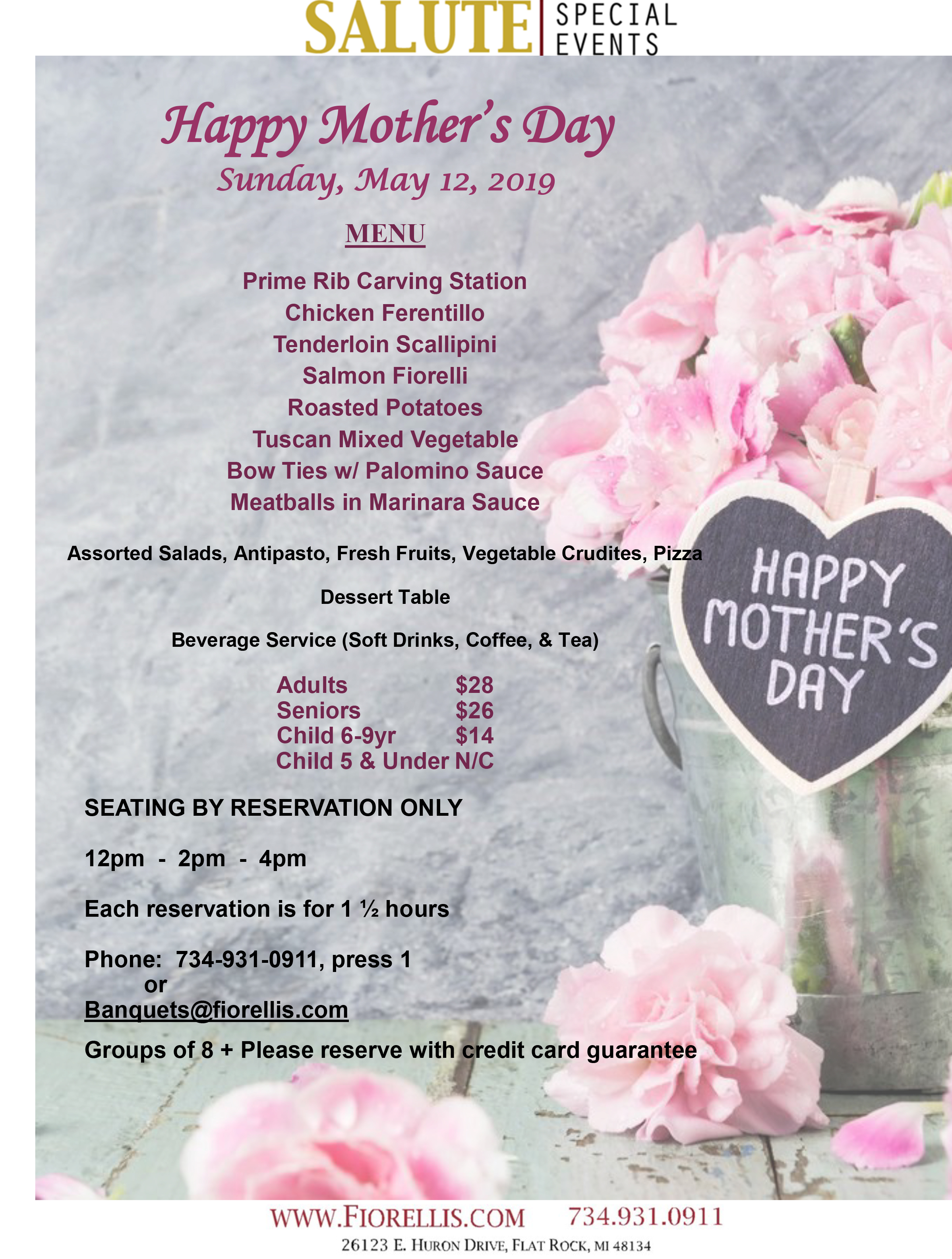 Mothers Day Buffet 2019 Flyer - Fiorelli's | Fiorelli's