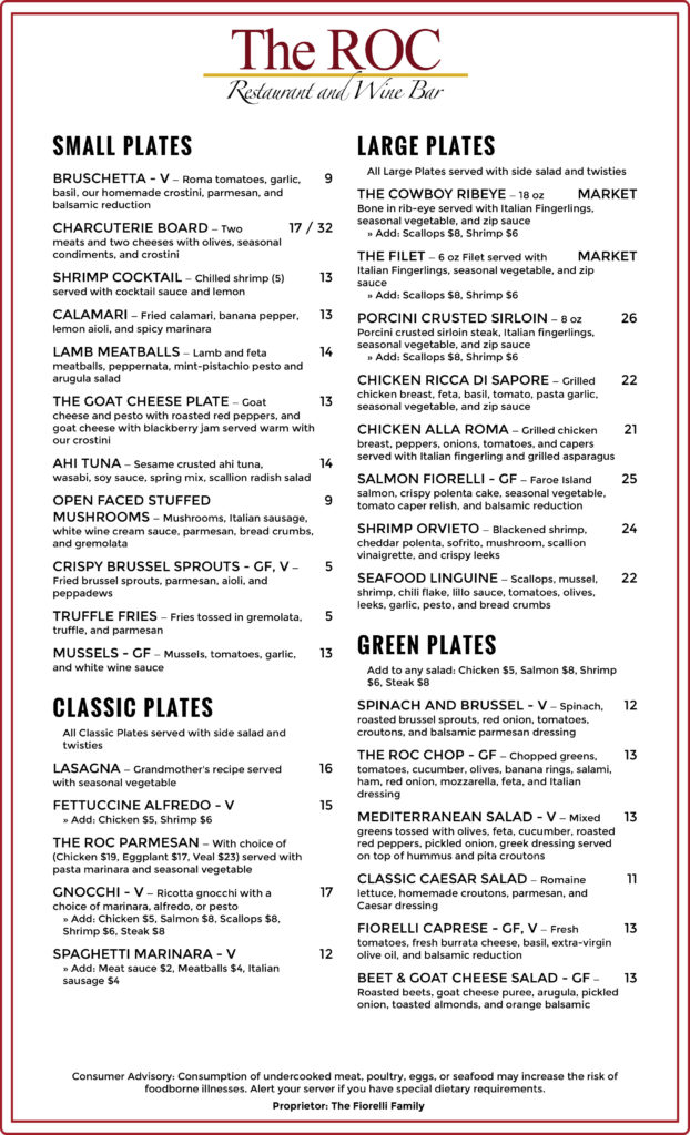 The ROC Fall Menu 2018